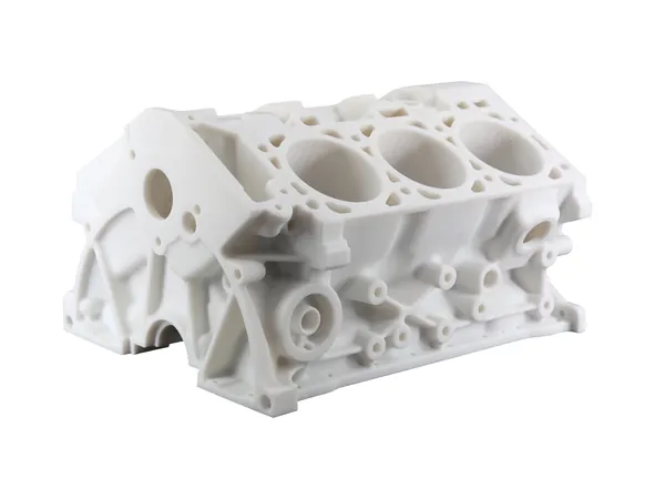 Engine block model printed by powder bed fusion